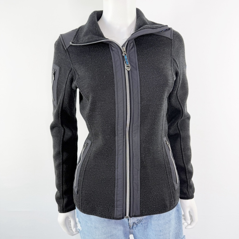 Kuhl Black Knit Zip Up Jacket Size S with Pockets Casual Athleisure Outdoors - Picture 1 of 11